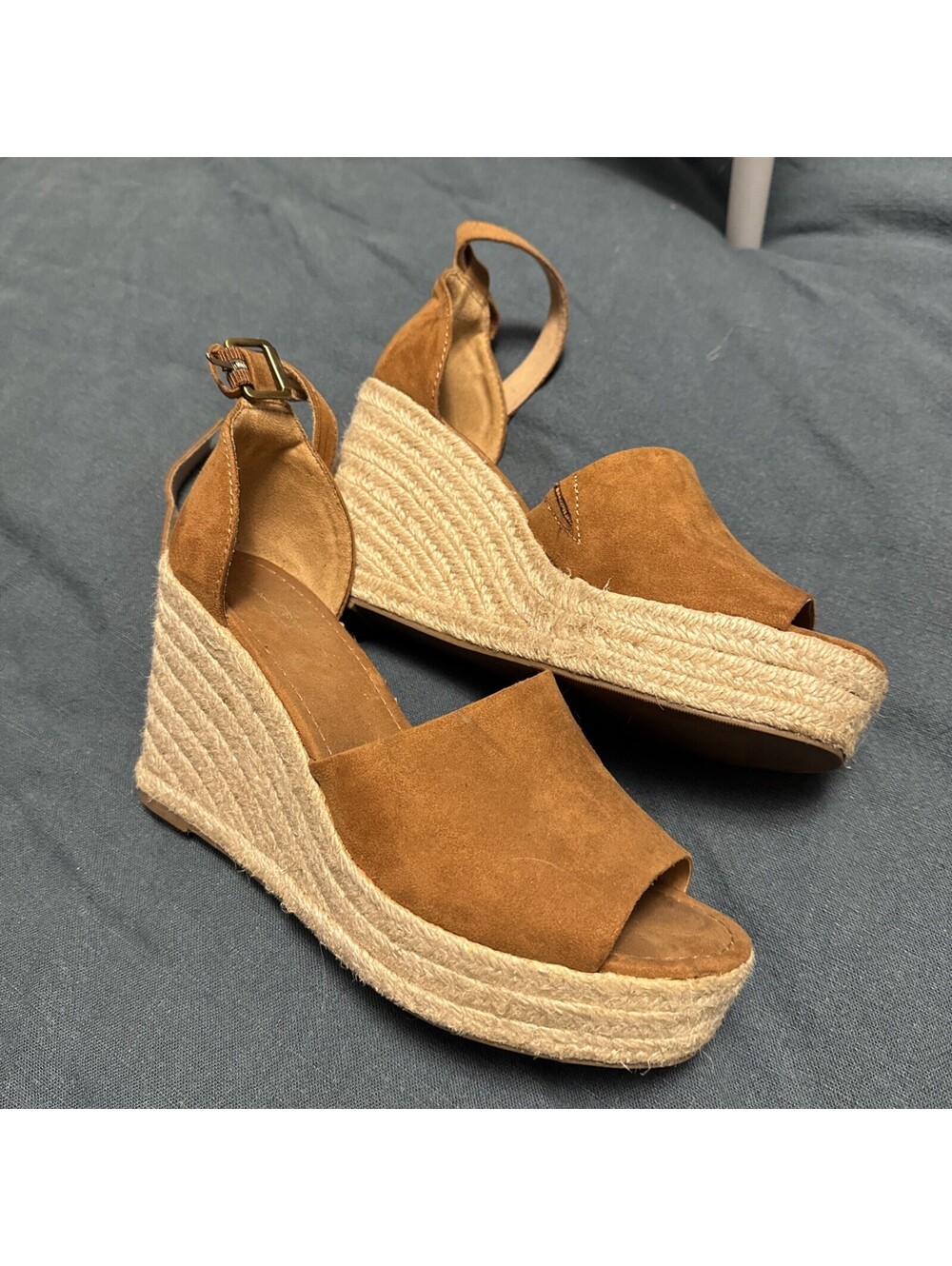 Universal Thread Camel Suede Espadrille Sandals Open Toe Shoes Sz 8.5